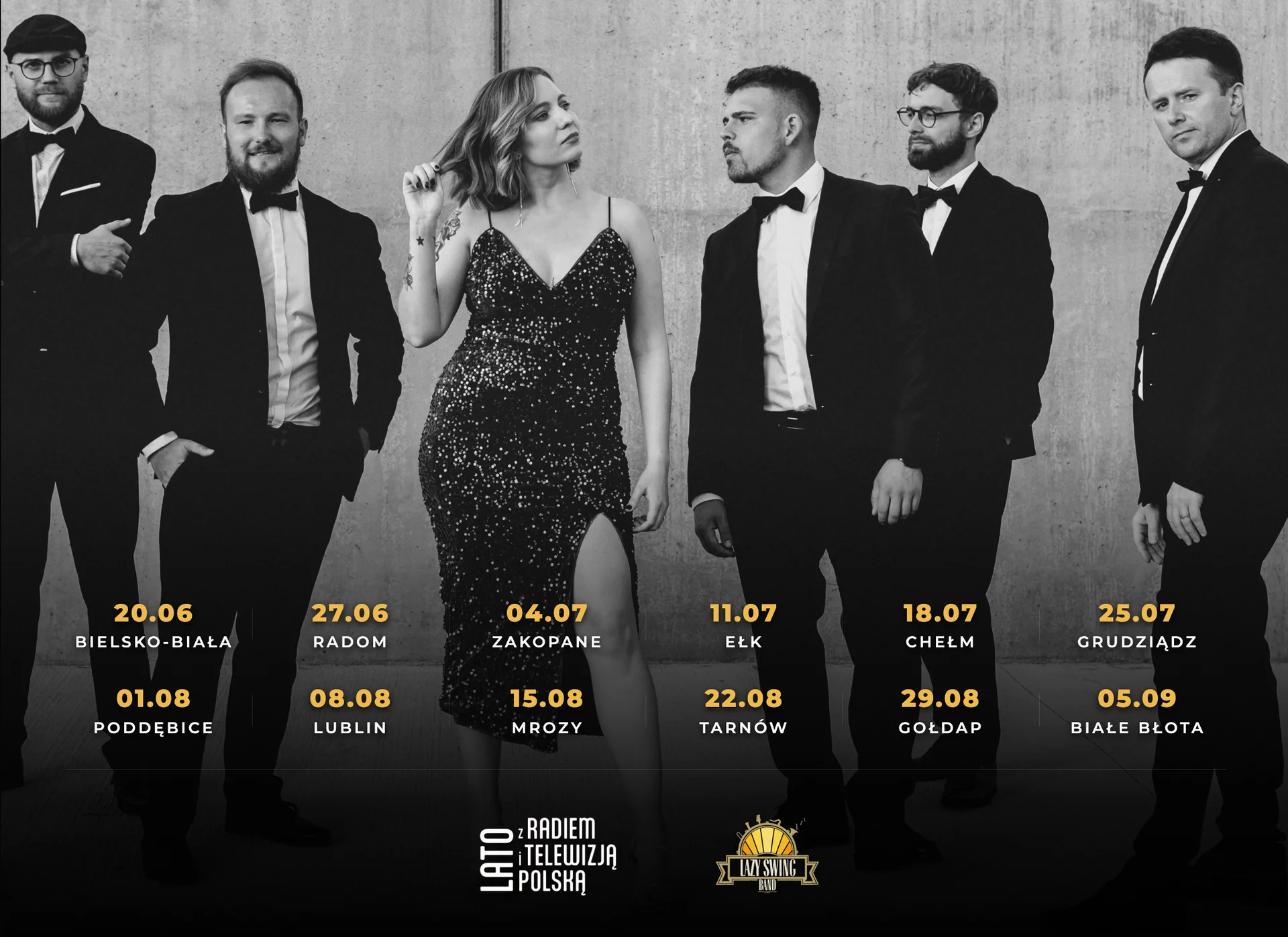 Plakat zapraszający na Lato z Radiem 2026 z Lazy Swing Band